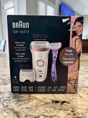 Braun Silk-épil 9 Epilator & Shaver with Purple Razor NEW IN BOX
